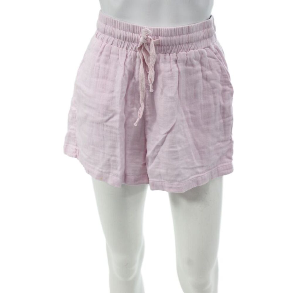 Elan Womens Paperbag Shorts Pink Drawstring Cotton Summer Size S
